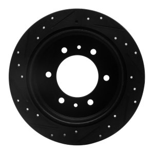 Hummer H3 Brake Rotor (1) - Rear Right - R1 Concepts - Drilled & Slotted - Black - `06-`10